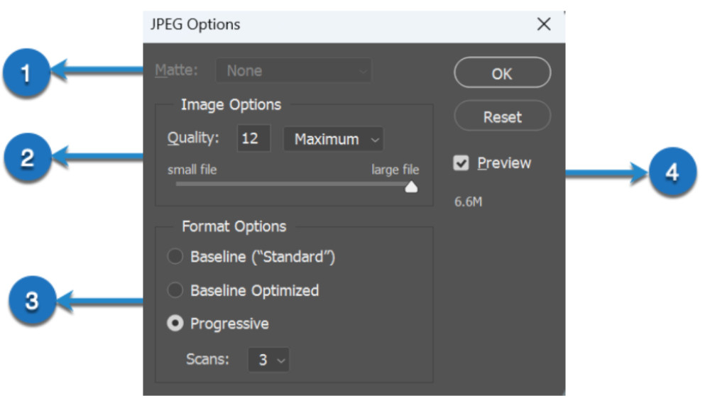 JPEG Options in Photoshop