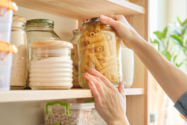 Overstocked pantry, illustrating the potential for cost savings.