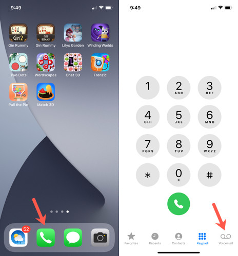 Phone app, Voicemail tab