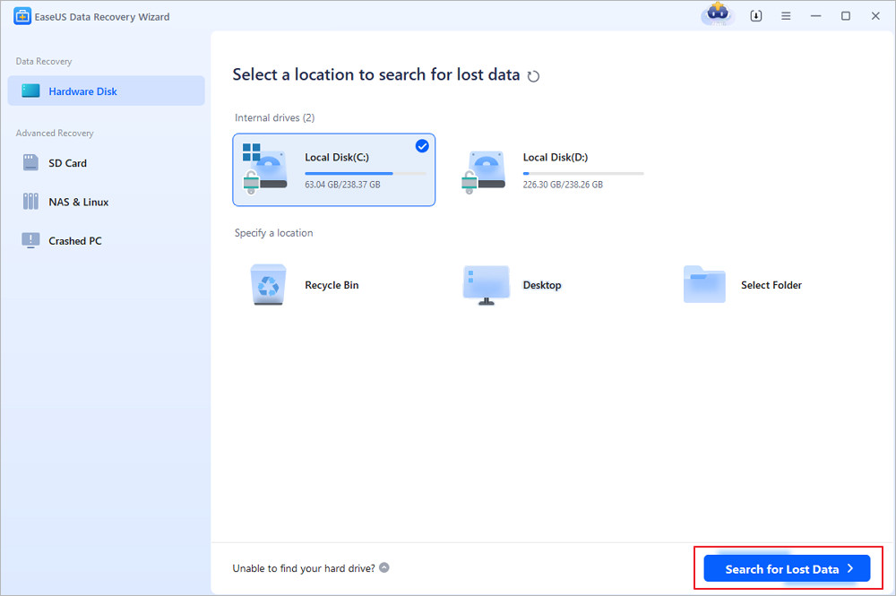 EaseUS Data Recovery Wizard scan