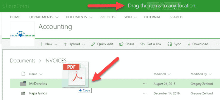 Save Files to SharePoint with Drag and Drop