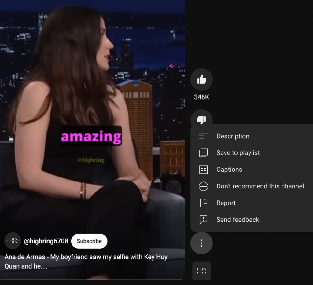 Vertical YouTube shorts video example on a smartphone